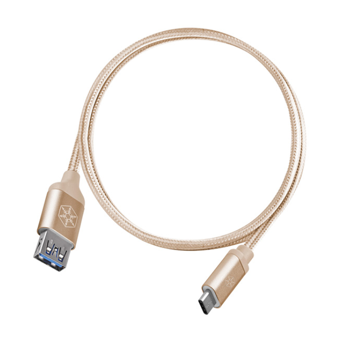 کابل 0.5 متری سیلوراستون طلایی مدل CPU05 - USB 3.1 Type-C male to USB Type-A female